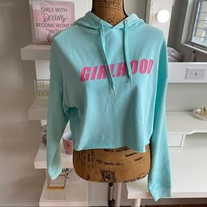 💖H&M Aquamarine Cropped Hoodie Size Medium NWT